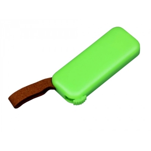 USB-флешка промо на 64 ГБ прямоугольной формы, выдвижной механизм, зеленый