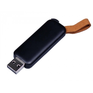 USB-флешка промо на 128 Гб прямоугольной формы, выдвижной механизм, черный