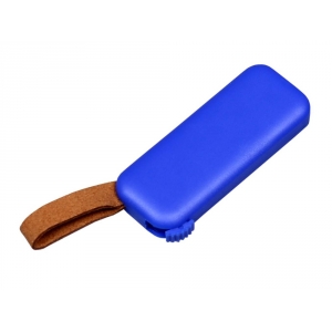 USB-флешка промо на 128 Гб прямоугольной формы, выдвижной механизм, синий