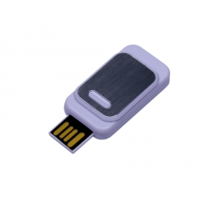 USB-флешка промо на 16 Гб прямоугольной формы, выдвижной механизм, белый