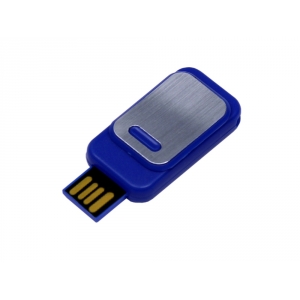 USB-флешка промо на 16 Гб прямоугольной формы, выдвижной механизм, синий