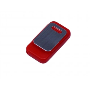 USB-флешка промо на 64 ГБ прямоугольной формы, выдвижной механизм, красный