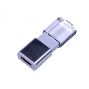 USB-флешка промо на 32 Гб прямоугольной формы, выдвижной механизм, белый