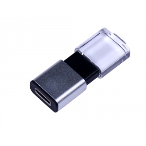 USB-флешка промо на 32 Гб прямоугольной формы, выдвижной механизм, черный