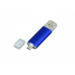 USB-флешка на 16 Гб.c дополнительным разъемом Micro USB, синий