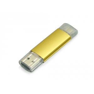 USB-флешка на 32 Гб.c дополнительным разъемом Micro USB, золотой