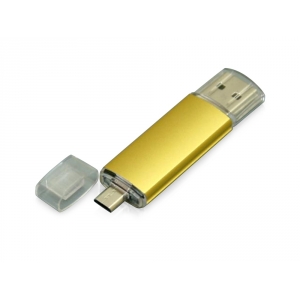 USB-флешка на 32 Гб.c дополнительным разъемом Micro USB, золотой