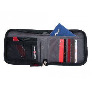Кошелёк на шею SWISSGEAR, полиэстер 600D, 14х2х16 см, черный