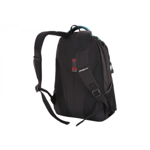 Рюкзак SWISSGEAR, фьюжн/2 мм рипстоп, 32x15x46 см, 22 л, черный/бирюзовый