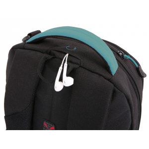 Рюкзак SWISSGEAR, фьюжн/2 мм рипстоп, 32x15x46 см, 22 л, черный/бирюзовый