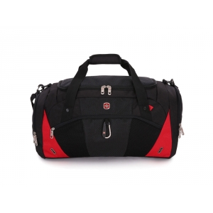 Сумка спортивная WENGER, чёрный/красный, полиэстер 600D, 56х25,5х28,5 см, 56 л
