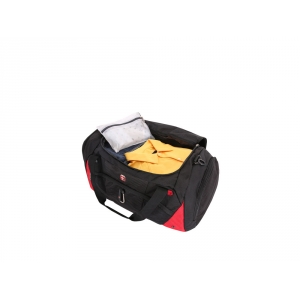 Сумка спортивная WENGER, чёрный/красный, полиэстер 600D, 56х25,5х28,5 см, 56 л