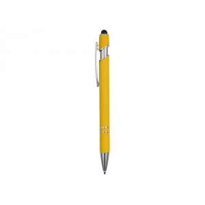 Ручка металлическая soft-touch шариковая со стилусом Sway, желтый/серебристый
