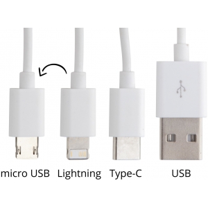 Кабель-брелок micro USB, USB-C и Lightning, зеленый