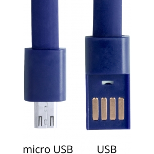 Браслет с зарядным кабелем micro USB , синий