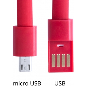 Браслет с зарядным кабелем micro USB , красный