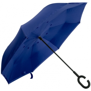 Зонт-трость наоборот, темно-синий