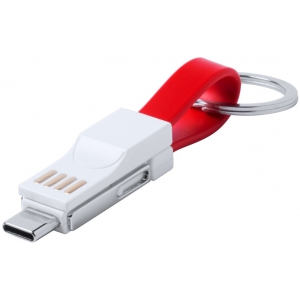 Кабель-брелок micro USB, USB-C и Lightning, красный