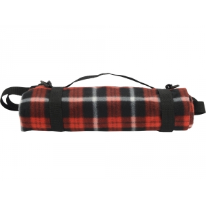 Плед для пикника флисовый с непромокаемой подкладкой и ремнем на плечо, 150x100 см, красный
