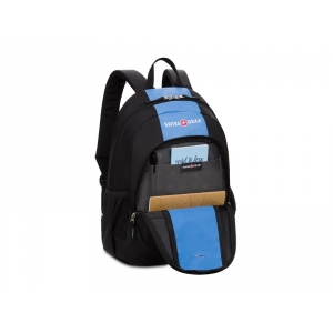 Рюкзак SWISSGEAR, чёрный/голубой, полиэстер, 32х14х45 см, 20 л