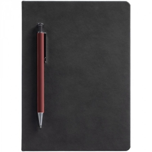 Ежедневник Magnet с ручкой, черный с коричневым