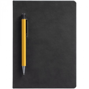 Ежедневник Magnet с ручкой, черный с желтым
