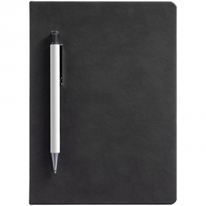 Ежедневник Magnet с ручкой, черный с белым