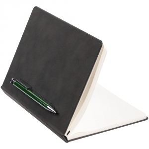 Ежедневник Magnet с ручкой, черный с зеленым