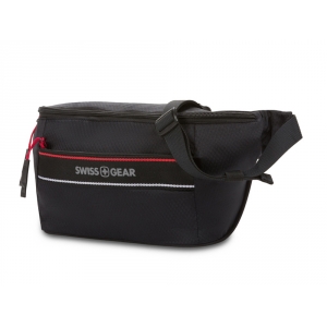 Сумка на пояс SWISSGEAR, черная, полиэстер с плетением рип-стоп, 38 x 5 x 15 см