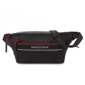 Сумка на пояс SWISSGEAR, черная, полиэстер с плетением рип-стоп, 38 x 5 x 15 см