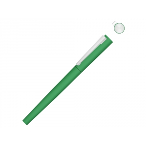 Ручка металлическая роллер Brush R GUM soft-touch с зеркальной гравировкой, зеленый