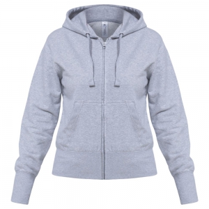 Толстовка женская Hooded Full Zip серый меланж, размер XS