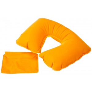 Надувная подушка под шею в чехле Sleep, оранжевая