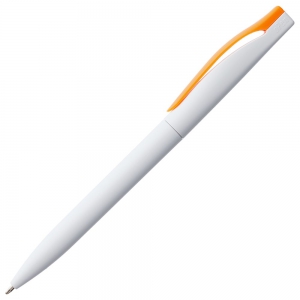 Ручка шариковая Pin, белая с оранжевым