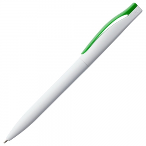 Ручка шариковая Pin, белая с зеленым