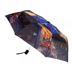 Набор: платок, складной зонт Ван Гог. Терраса кафе ночью, темно-синий/оранжевый