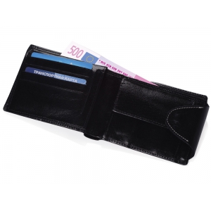 Портмоне с отделениями для кредитных карт, монет и документов, черный