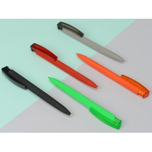 Ручка шариковая трехгранная UMA TRINITY K transparent GUM, soft-touch, красный
