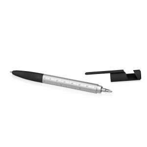 Ручка-стилус металлическая шариковая многофункциональная (6 функций) Multy, серебристый
