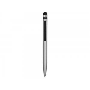 Ручка-стилус металлическая шариковая Poke, серебристый/черный