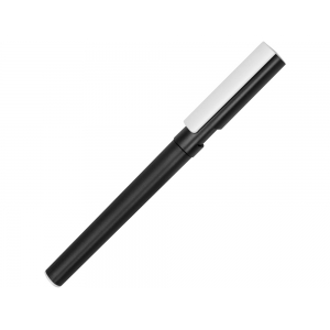 Ручка пластиковая шариковая трехгранная Nook с подставкой для телефона в колпачке, черный/белый
