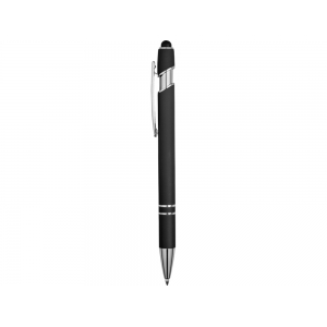 Ручка металлическая soft-touch шариковая со стилусом Sway, черный/серебристый