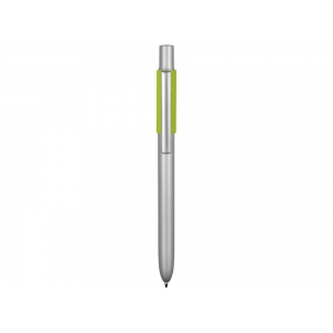 Ручка металлическая шариковая Bobble с силиконовой вставкой, серый/зеленое яблоко