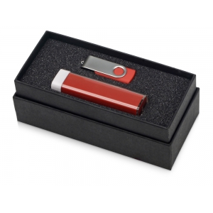 Подарочный набор Flashbank с флешкой и зарядным устройством, красный