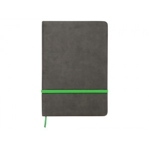 Блокнот Color линованный А5 в твердой обложке с резинкой, серый/зеленое яблоко