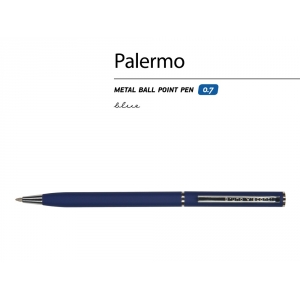 Ручка Palermo шариковая  автоматическая, темно-синий металлический корпус, 0,7 мм, синяя