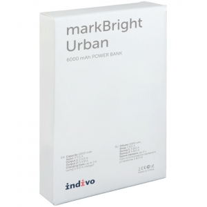 Аккумулятор с беспроводной зарядкой markBright Urban, 6000 мАч, синий