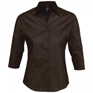 Рубашка женская с рукавом 3/4 Effect 140 темно-коричневая, размер M