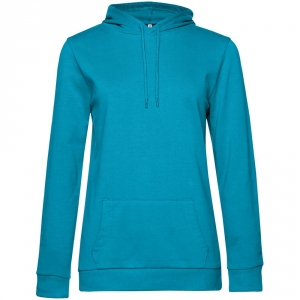 Толстовка с капюшоном женская Hoodie, бирюзовая, размер S