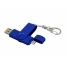 Флешка с поворотным механизмом, c дополнительным разъемом Micro USB, 16 Гб, синий